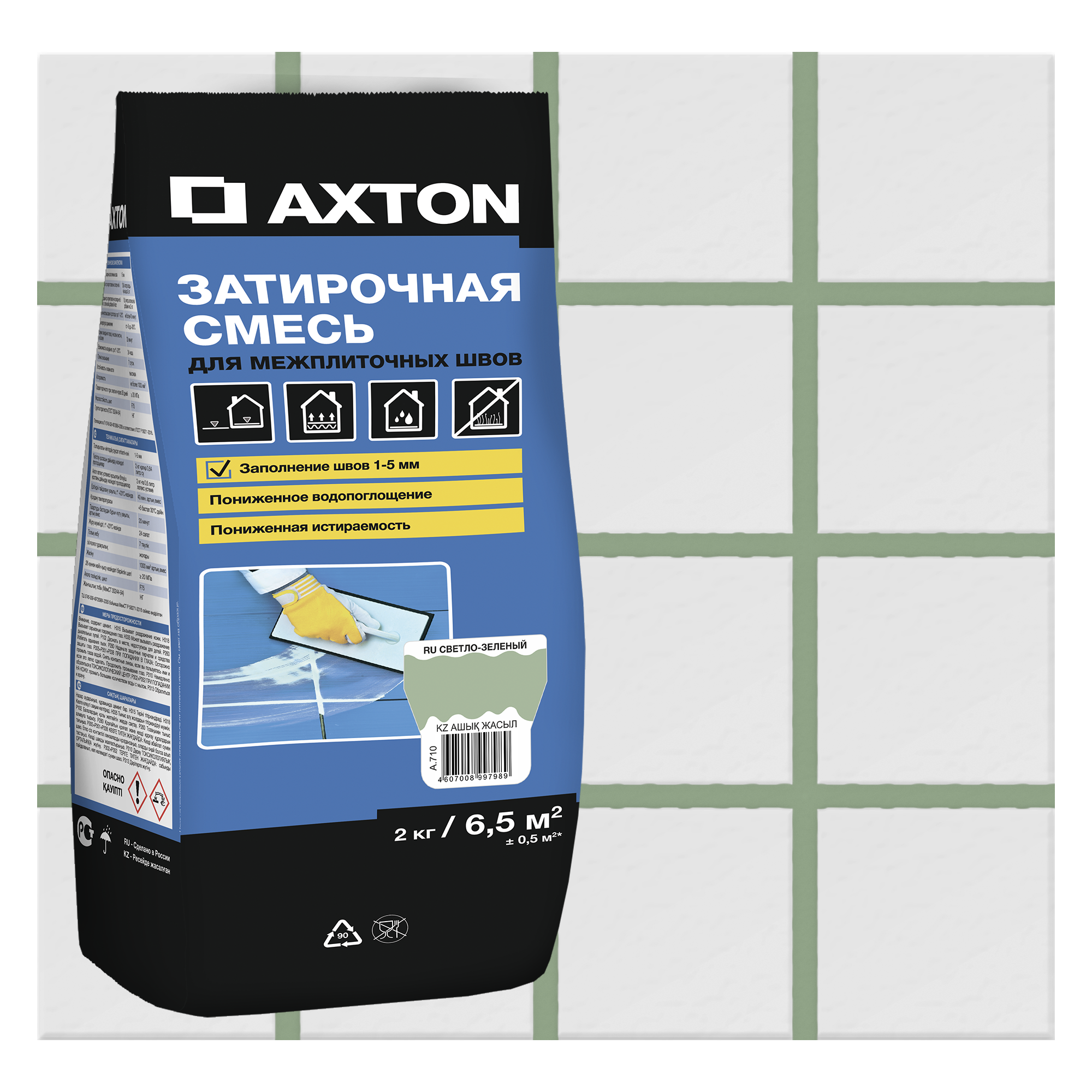 Изображение товара Затирка цементная Axton А.710 светло-зеленая 2 кг