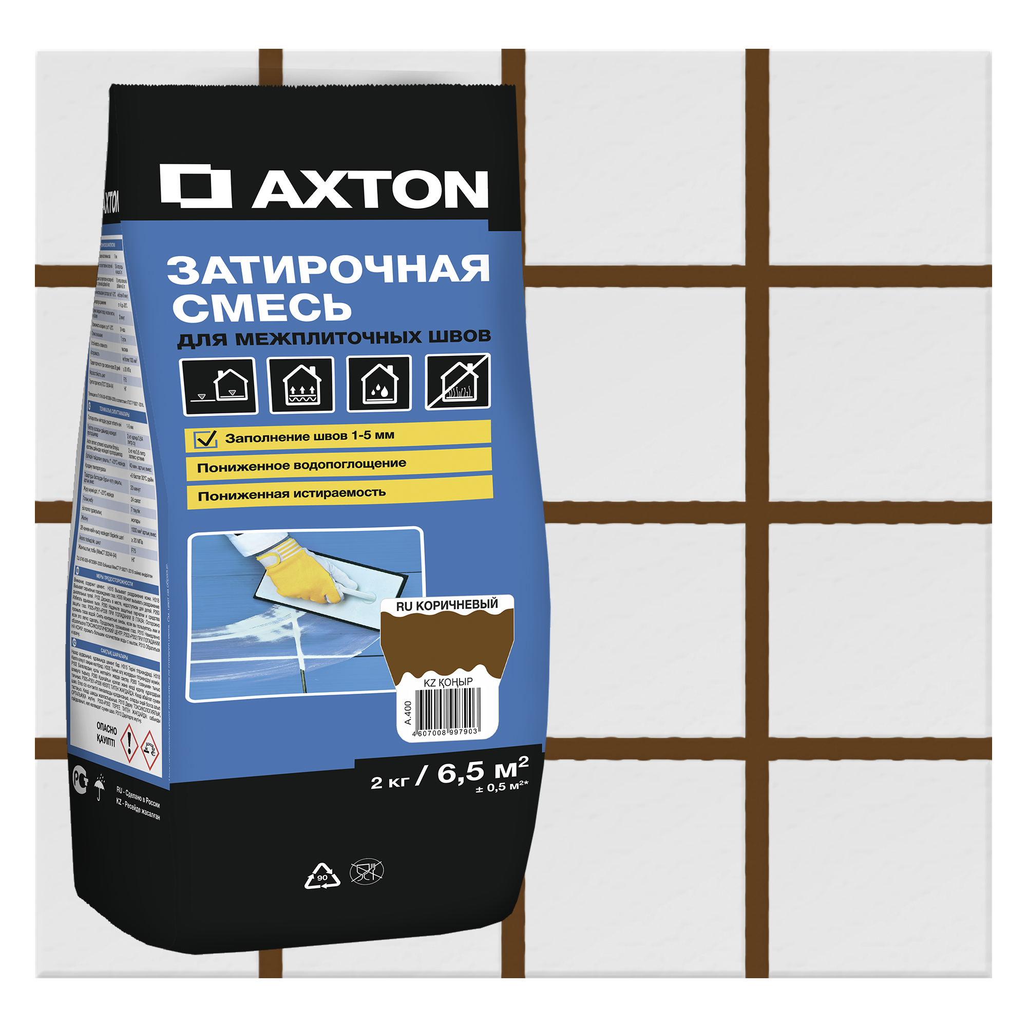 Изображение товара Затирка цементная Axton А.400 коричневая 2 кг