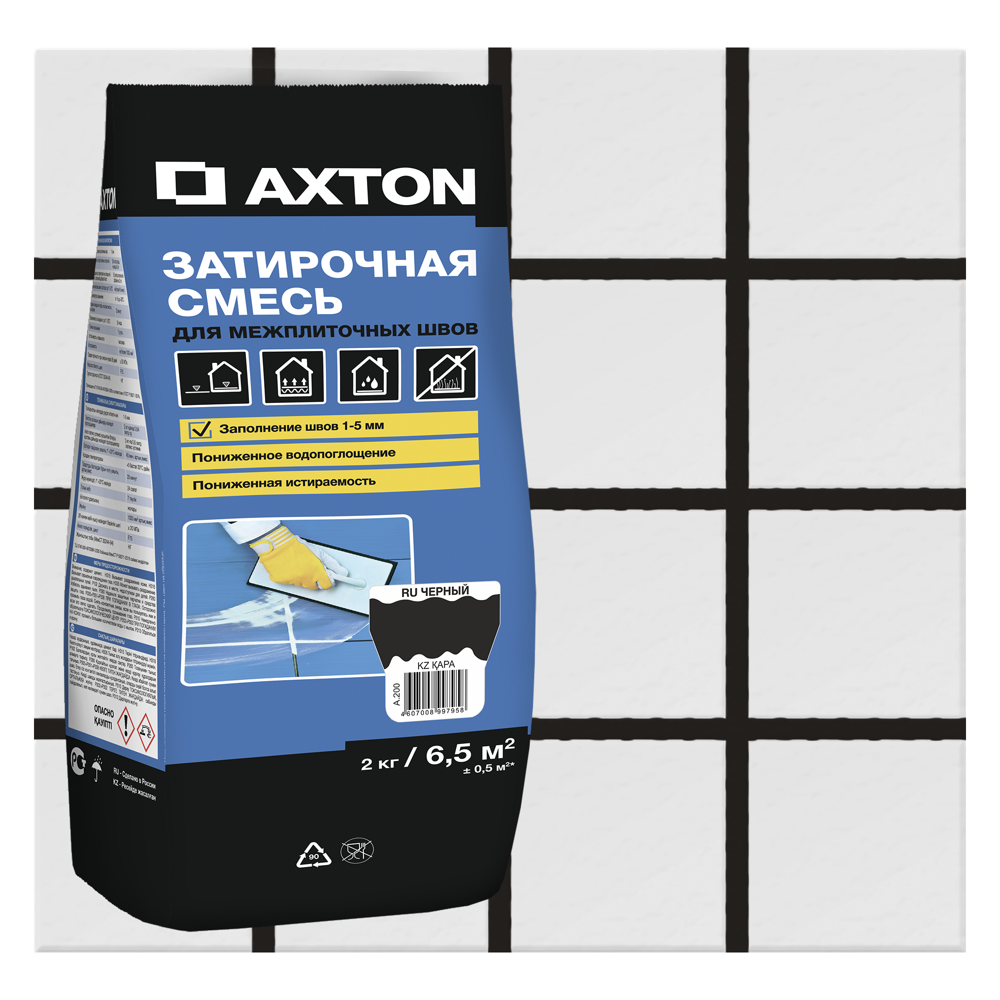 Изображение товара Затирка цементная Axton А.200 цвет чёрный 2 кг