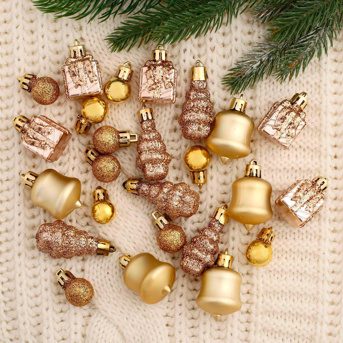 Изображение товара Новогоднее украшение Зимнее волшебство Праздничное ассорти золото 25 шт