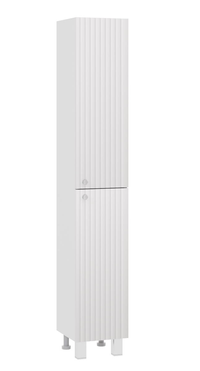 Изображение товара Шкаф-пенал для ванной комнаты Роллс 180x30 см белый с МДФ глянцевая отделка