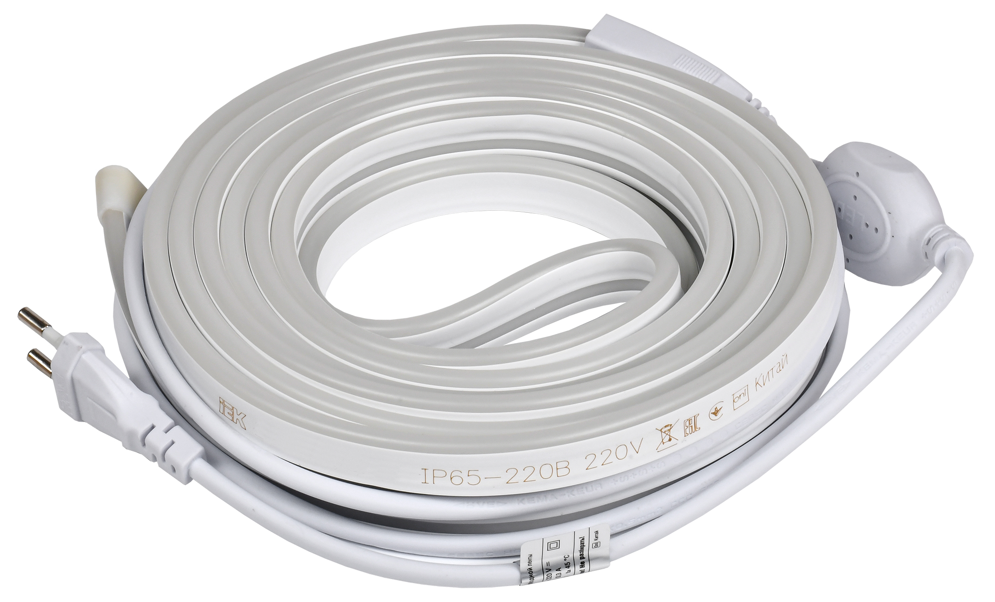 Гибкий неон Iek SMD2835 220В 8 мм 5м 8 Вт/м 120диод/м IP65 3000 К теплый белый свет