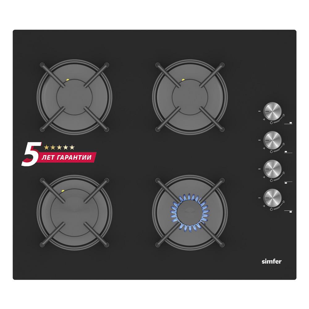 Изображение товара Газовая варочная панель Simfer H60K40S000TB 60 см 4 конфорки черный