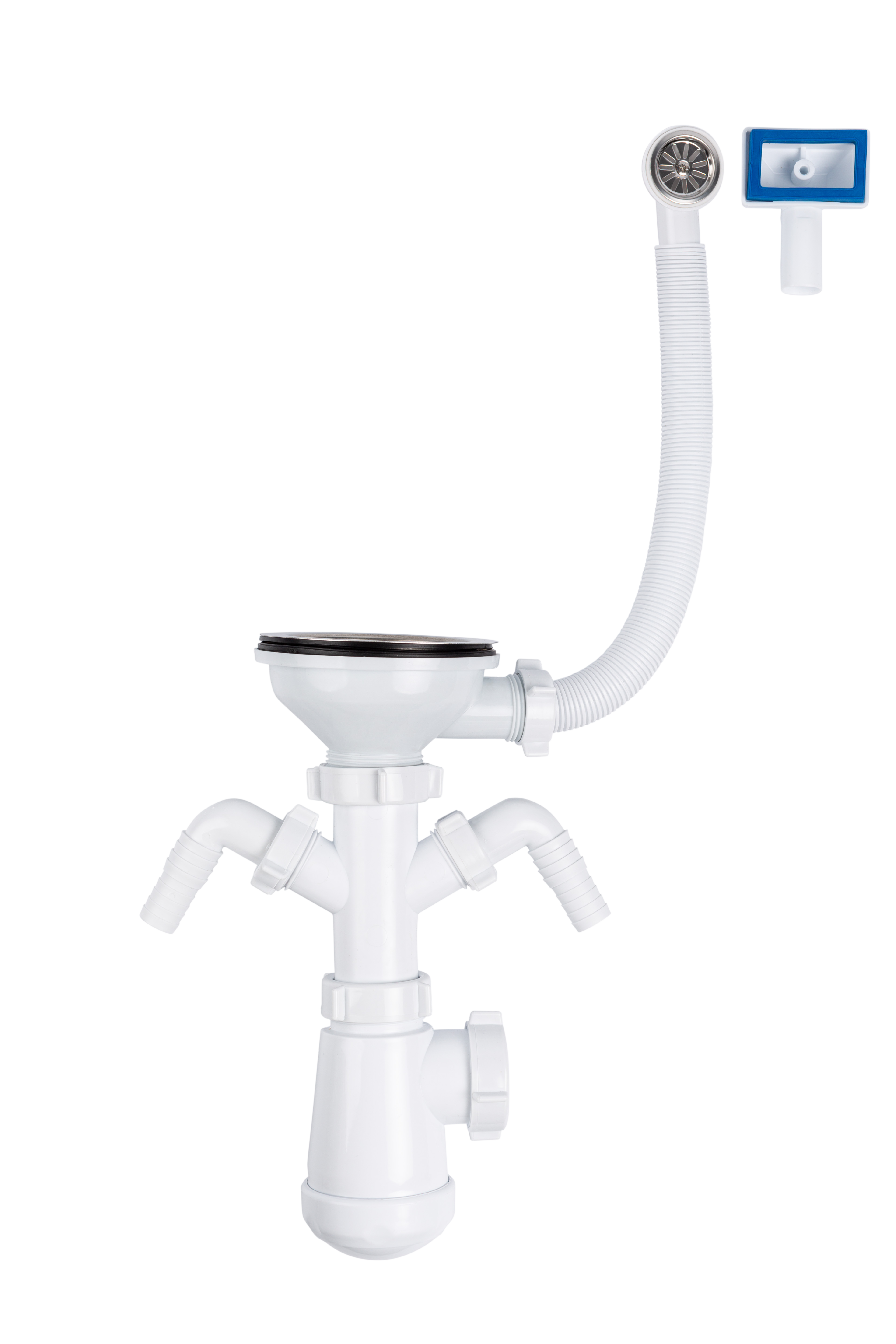 Изображение товара Сифон для мойки Equation ø90 мм с переливом и двумя отводами