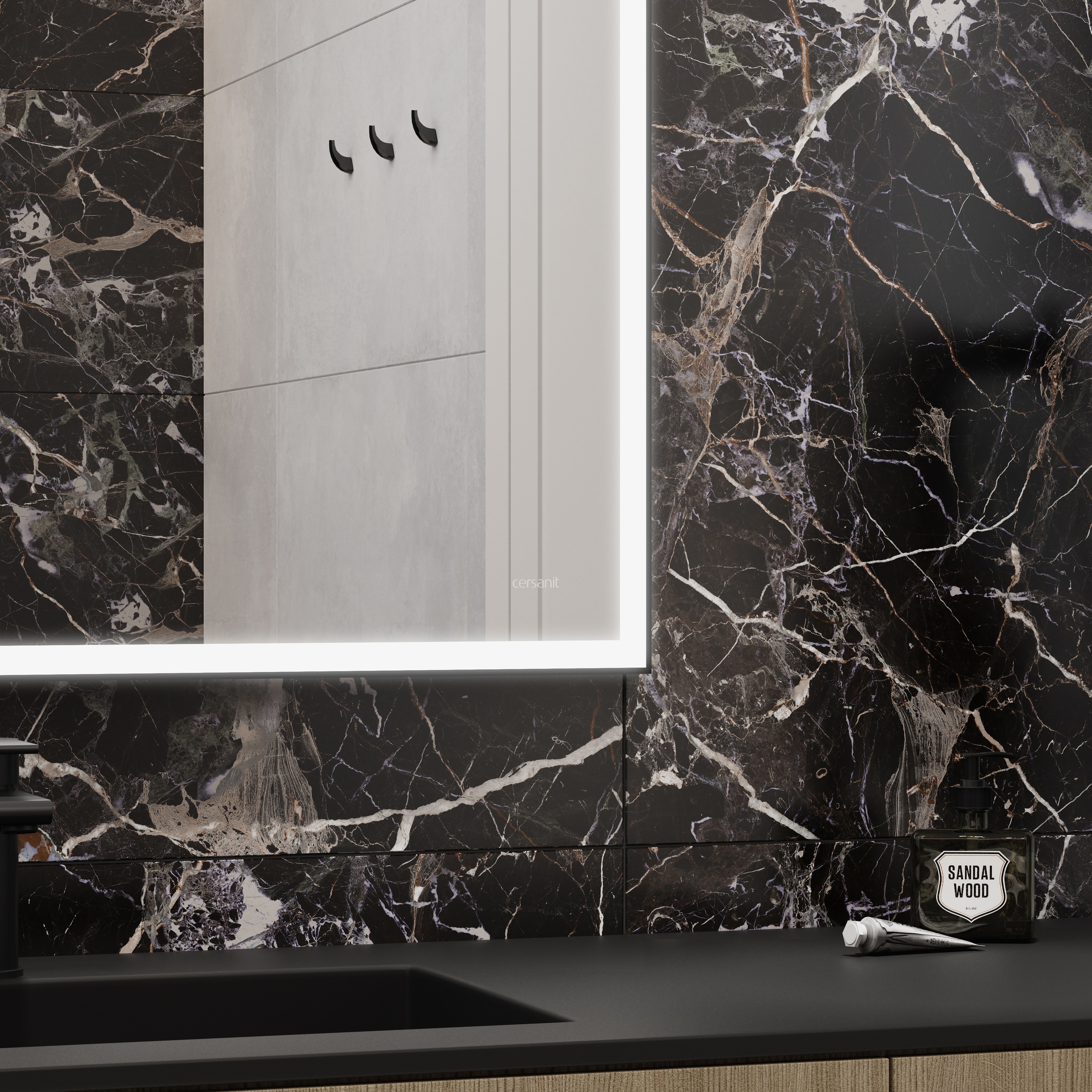 Изображение товара Керамогранит Cersanit Energy глазурованный 44.8x89.8 см черный мрамор