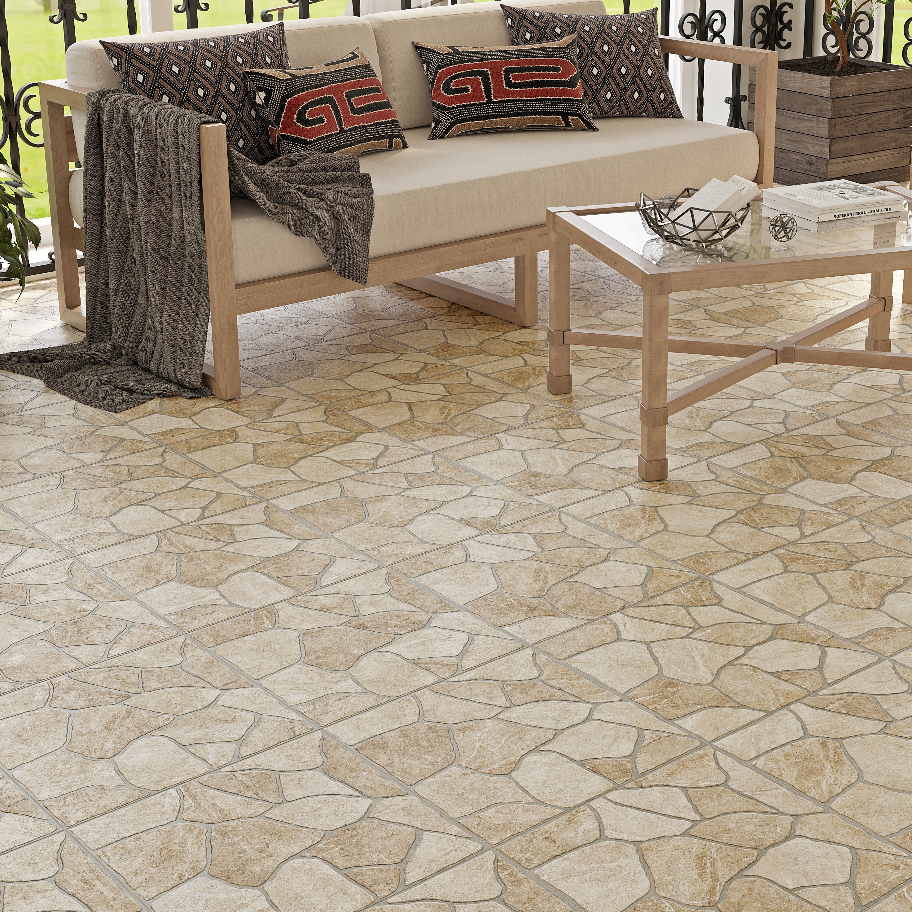 Изображение товара Глазурованный керамогранит Cersanit Rufino 42x42 см бежевый матовый