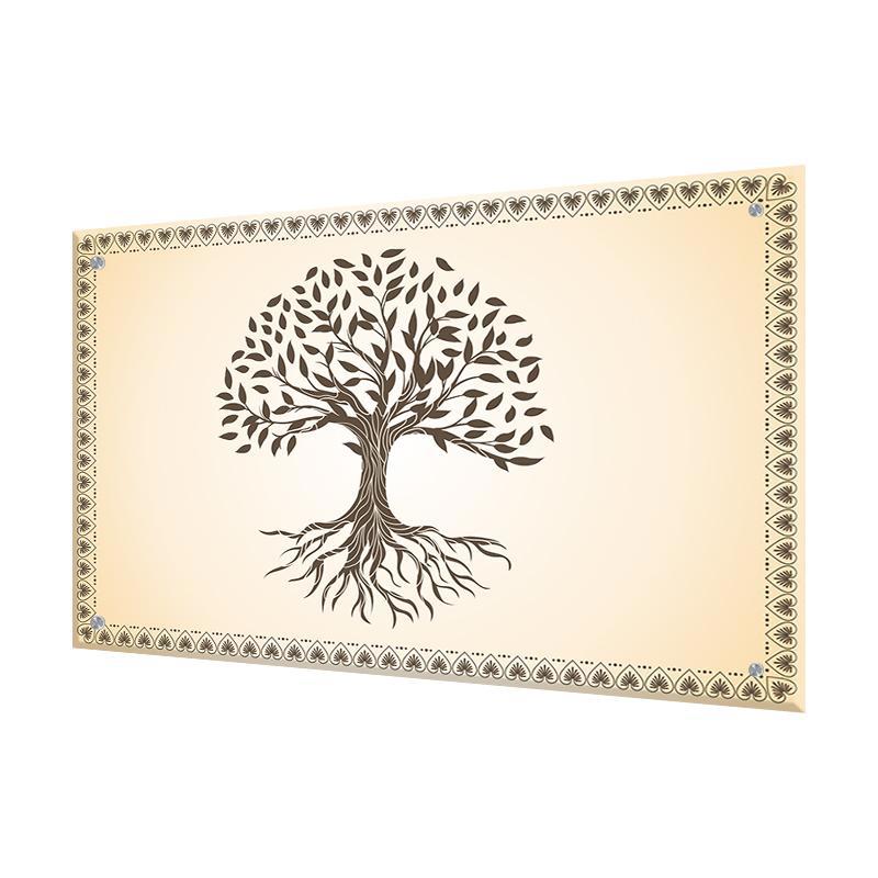 Изображение товара Защитный экран Borntoprint Орнамент и дерево 60x90 см закаленное стекло