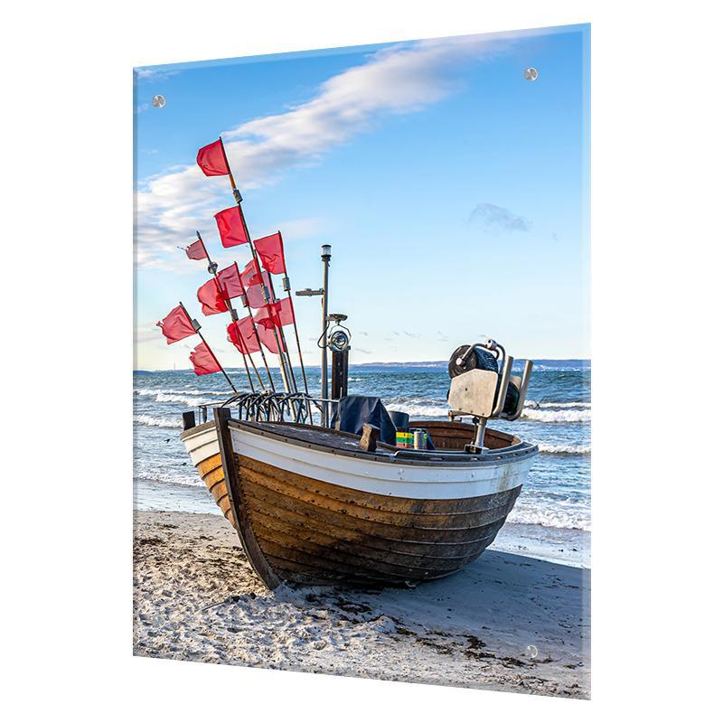 Изображение товара Защитный экран Borntoprint Лодка на пляже 60x75x0.4 см закаленное стекло цвет прозрачный