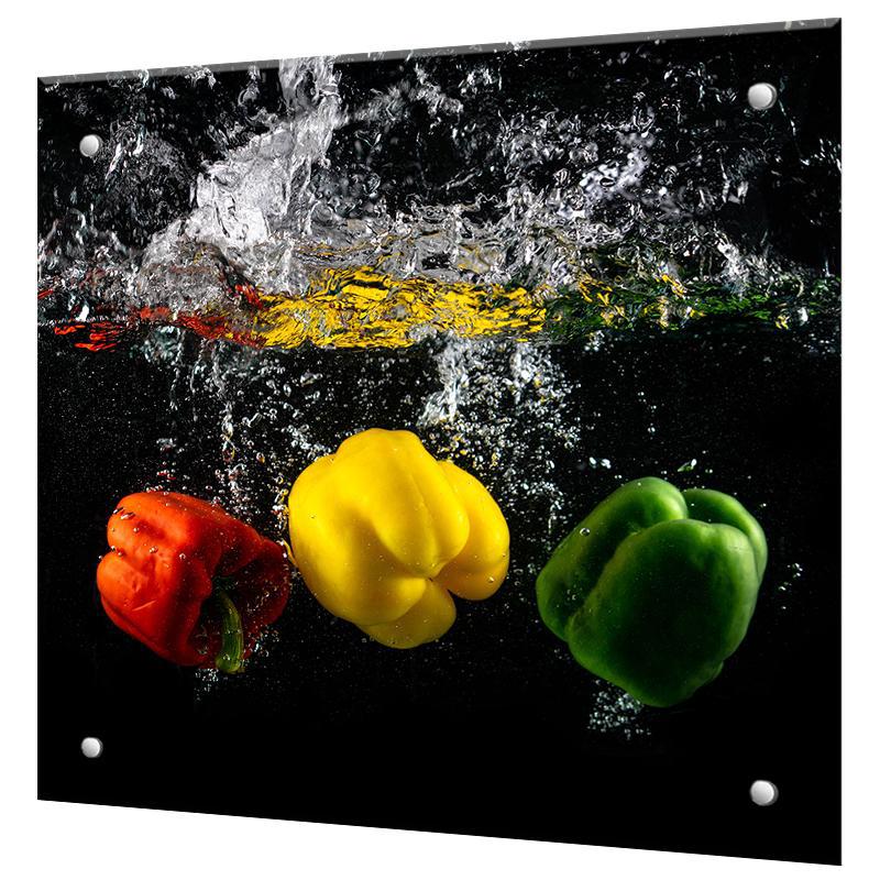Изображение товара Защитный экран Borntoprint Перцы на черном 50x50x0.4 см закаленное стекло цвет прозрачный