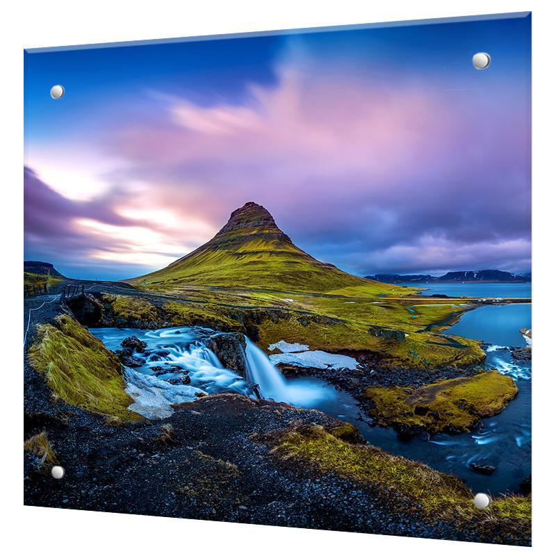 Изображение товара Защитный экран Borntoprint Горы Исландии 60x60x0.4 см закаленное стекло цвет прозрачный