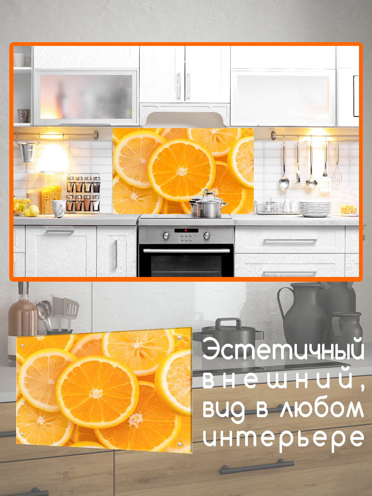 Изображение товара Защитный экран Borntoprint из закаленного стекла Дольки лимона 60x90 см