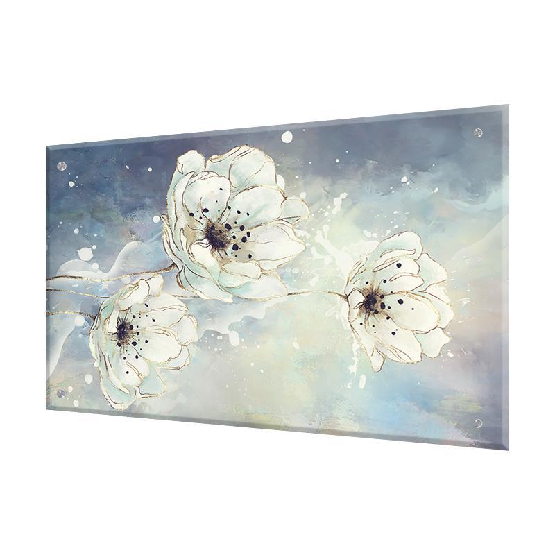 Изображение товара Стеновая панель Borntoprint Цветы акварель из закаленного стекла для кухни 60x90 см