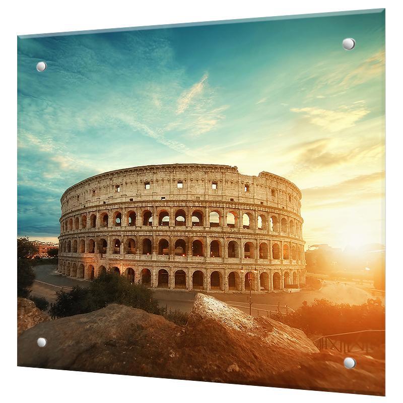 Изображение товара Защитный экран Borntoprint Рим Колизей 50x50x0.4 см закаленное стекло цвет желтый/голубой