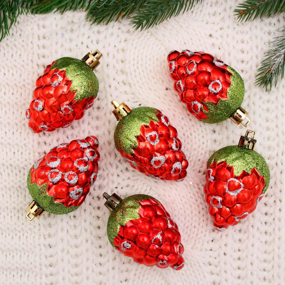 Изображение товара Новогоднее украшение Малинка 6 шт елочные игрушки пластик мультиколор