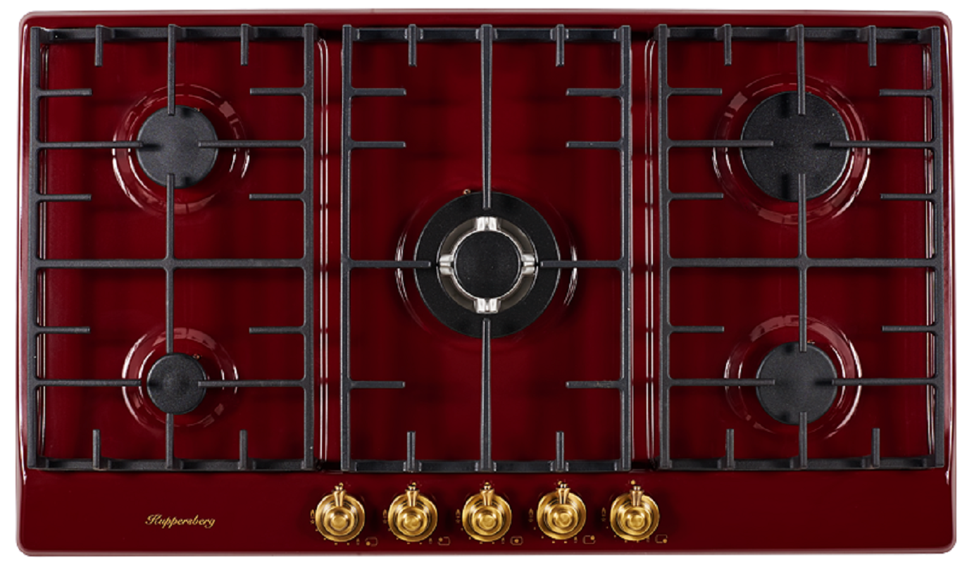 Изображение товара Газовая варочная панель Kuppersberg FV9TGRZ BOR 86 см 5 конфорок цвет бордовый