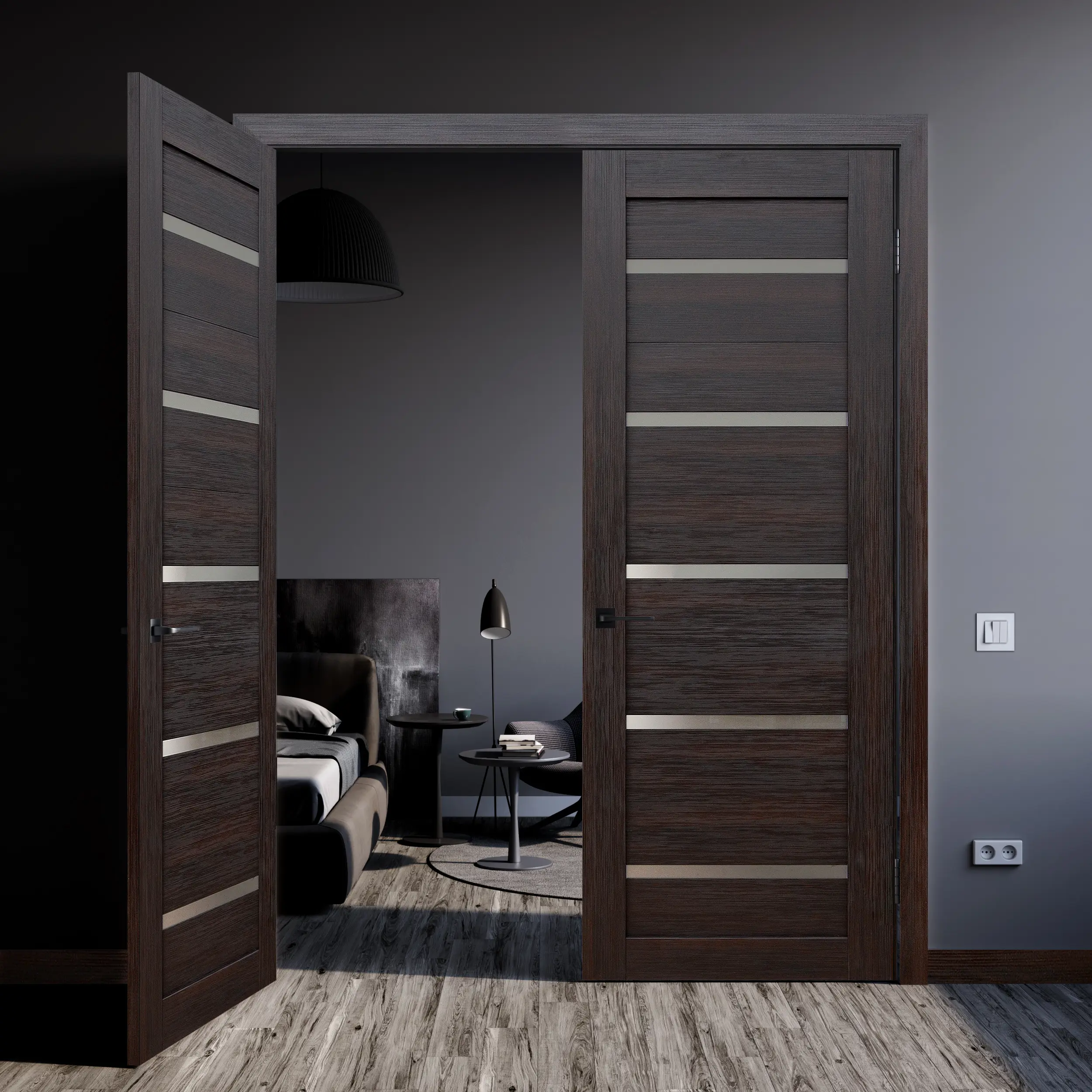 Дверь межкомнатная глухая Artens Дукато горизонтальная 90x200 см Hardflex цвет акация с замком и петлями - 8