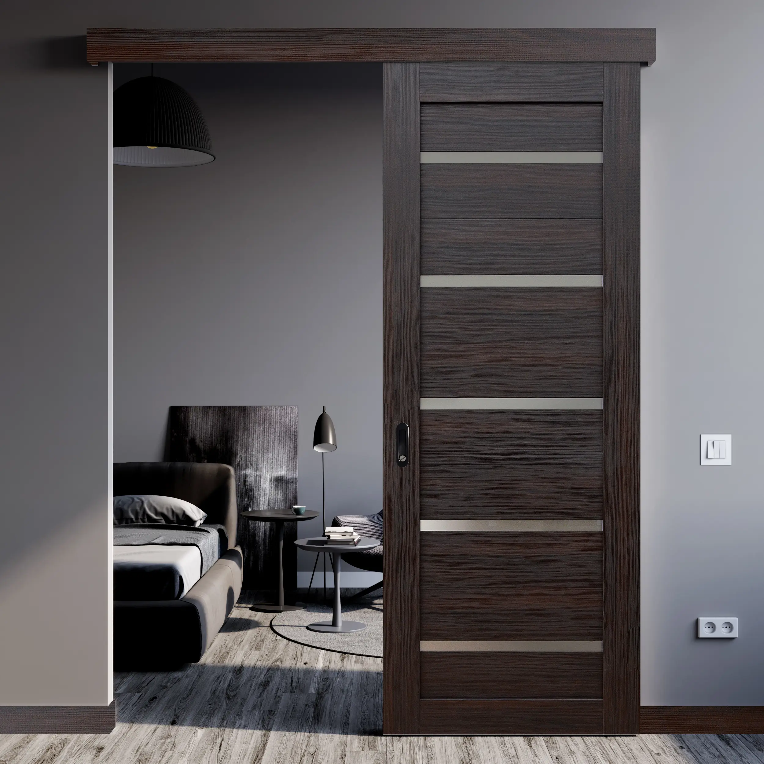 Дверь межкомнатная глухая Artens Дукато горизонтальная 90x200 см Hardflex цвет акация с замком и петлями - 7