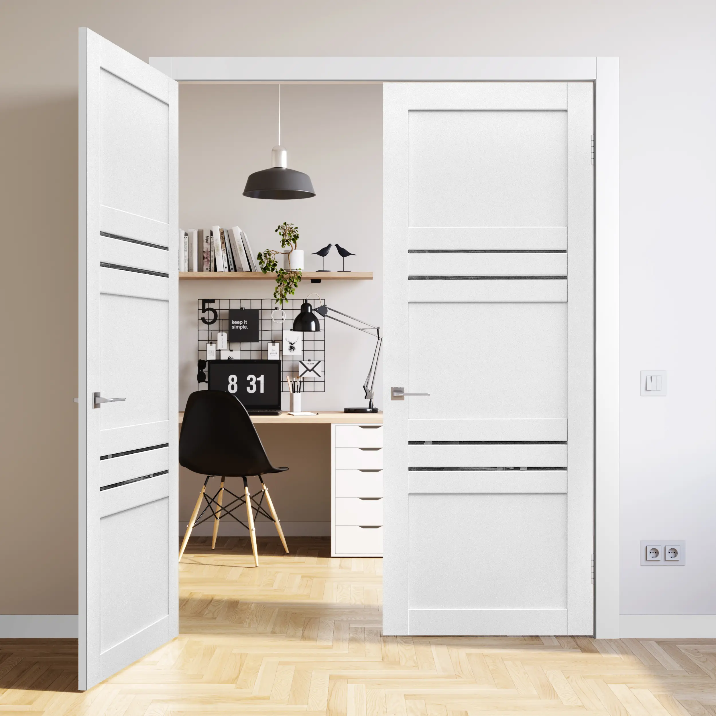 Дверь межкомнатная глухая Artens Флай 80x200 см Hardflex белый с замком и петлями - 7