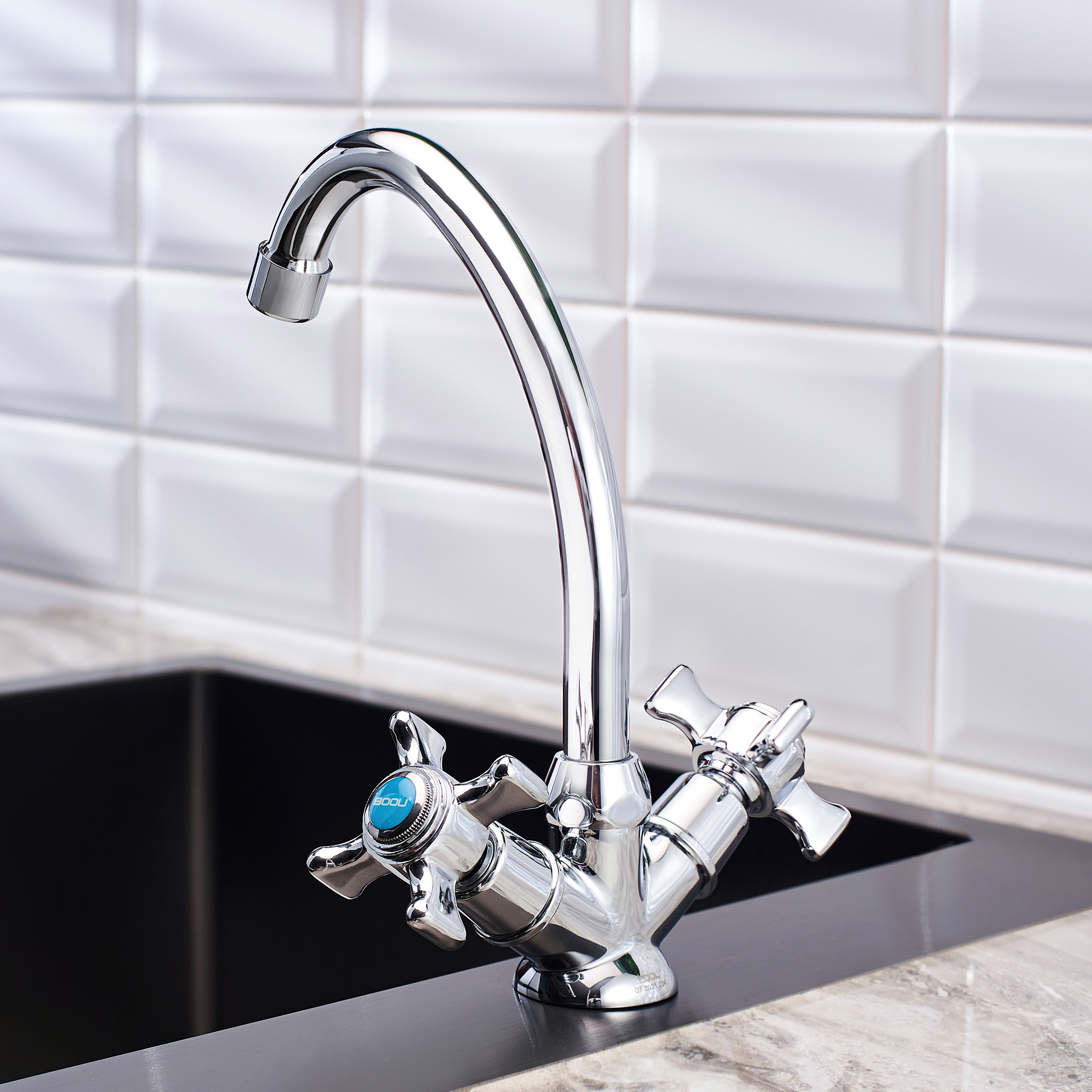 Изображение товара Двухвентильный кухонный смеситель BOOU BA5333-8F-B723 хром из латуни