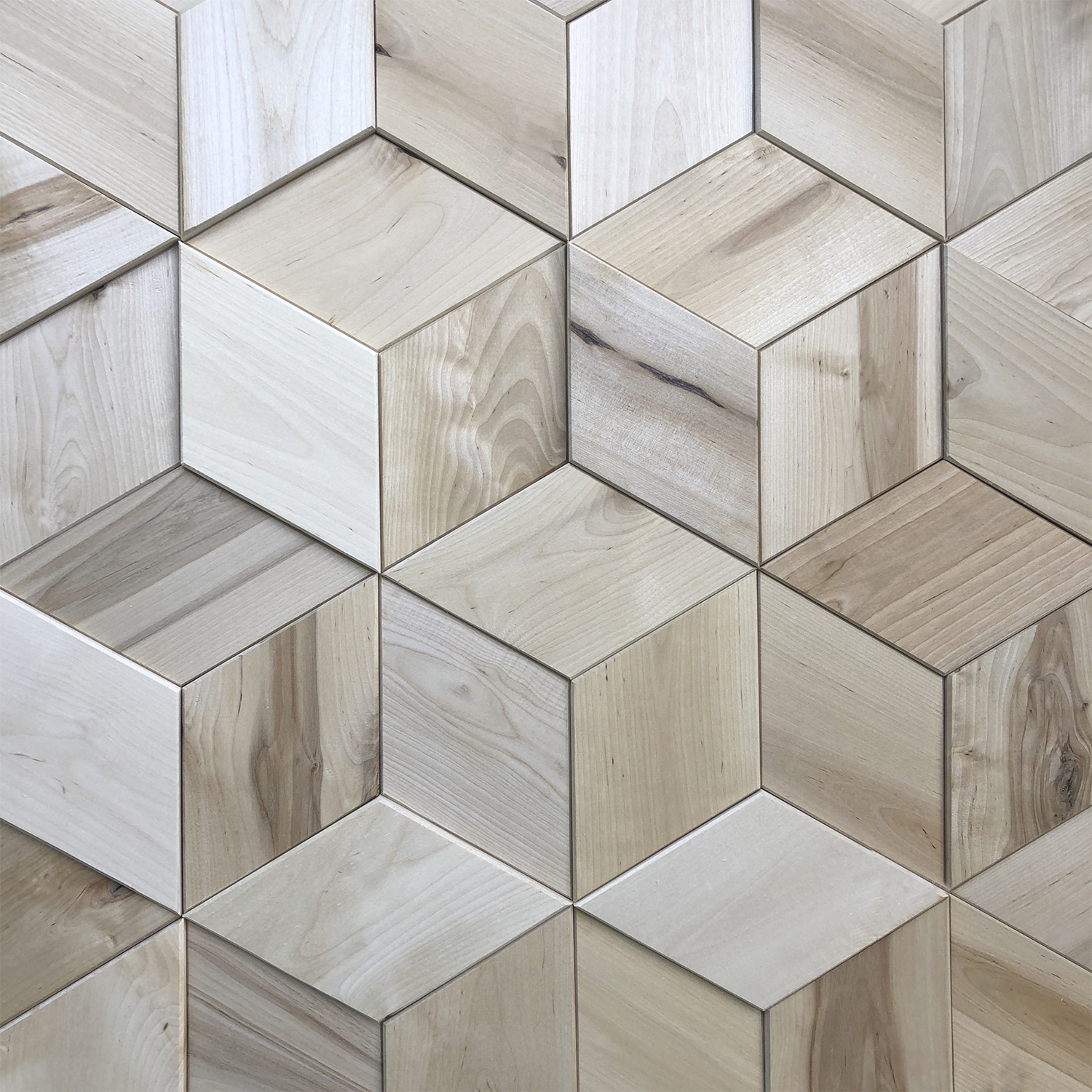 Изображение товара Мозаика 3D Arabesco ромбы береза без покрытия, 0.96 м², 108 шт.