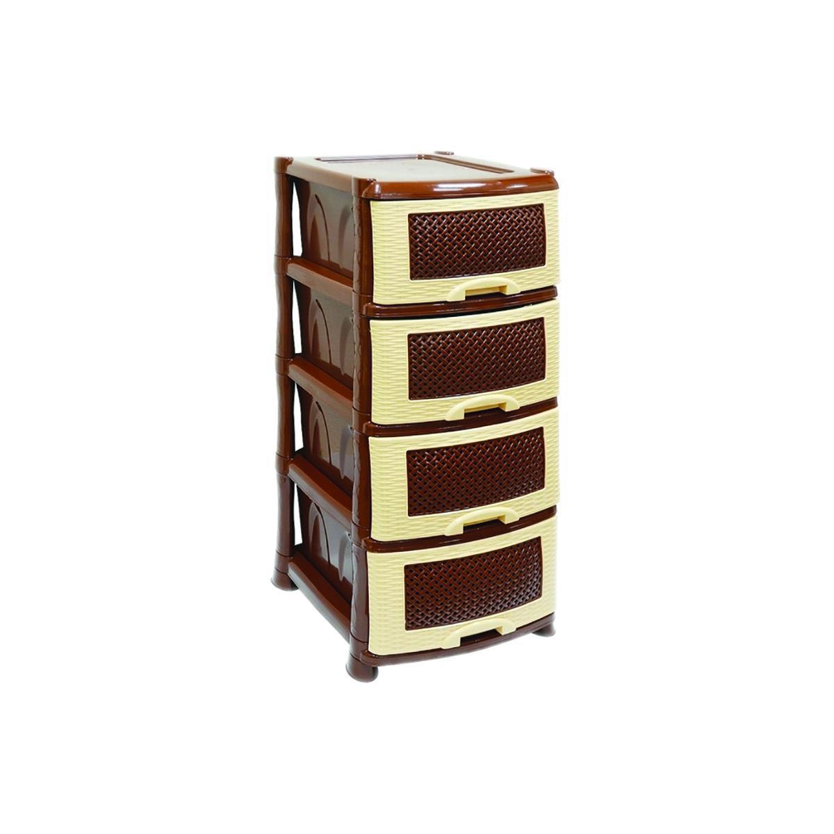 Изображение товара Комод Violet 39x95x47 см с 4 ящиками из пластика узор Плетёнка бежевый