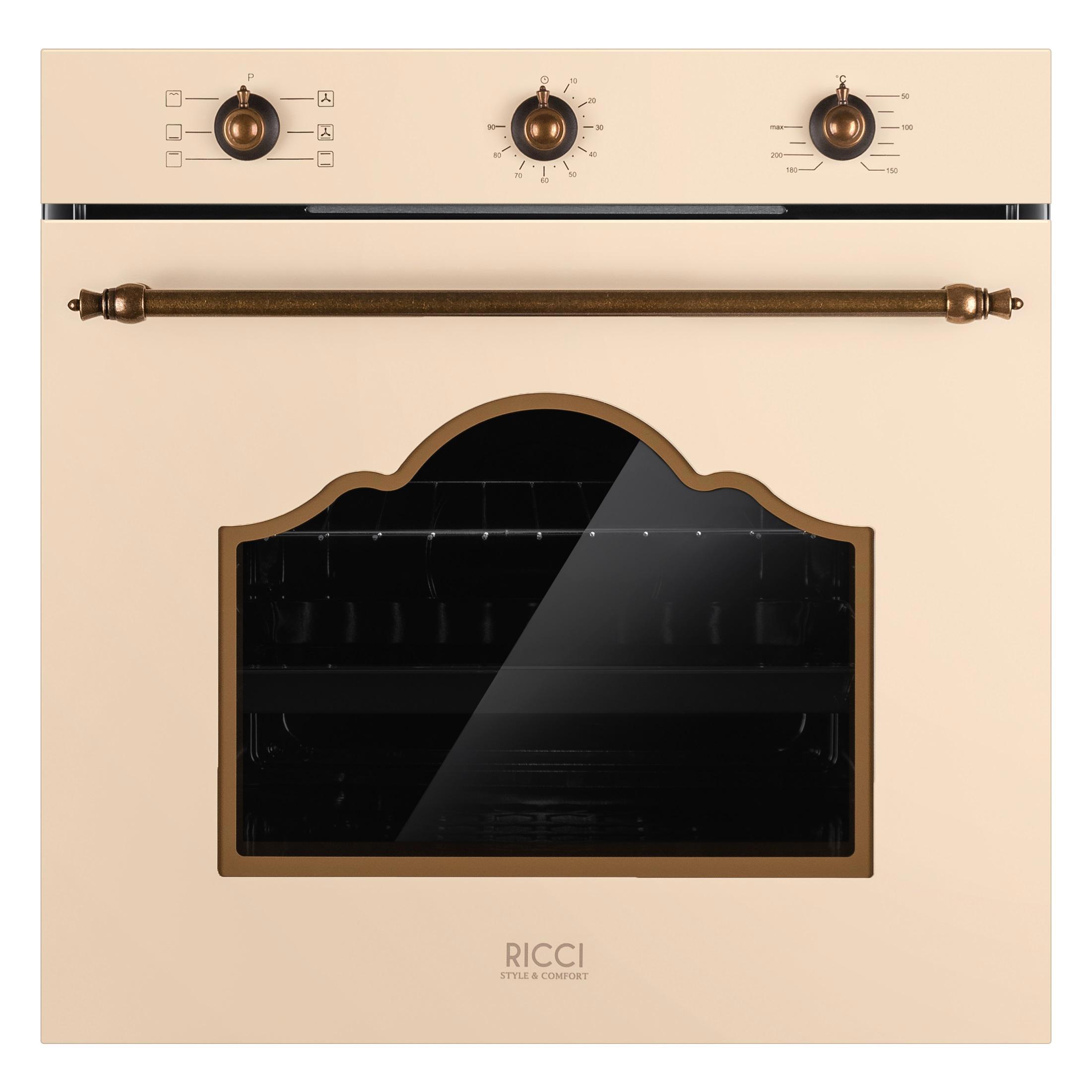 Изображение товара Электрический духовой шкаф 57x59x55 см RICCI REO цвет бежевый REO-606-BG