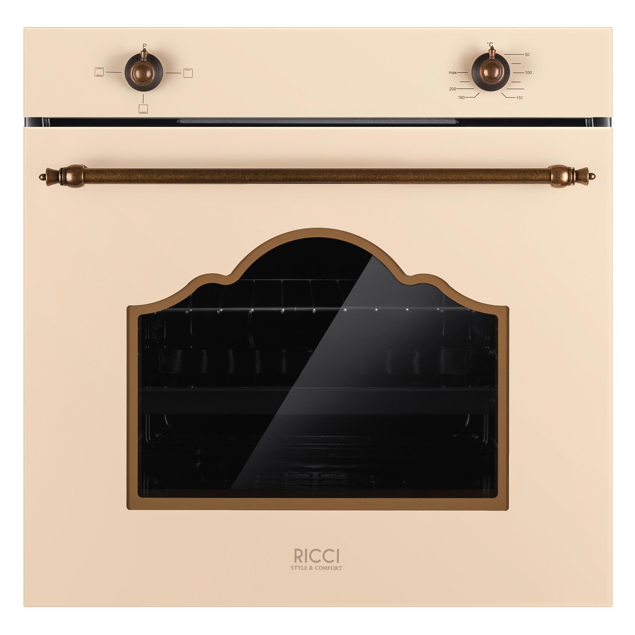 Изображение товара Электрический духовой шкаф 57x59x55 см RICCI REO цвет бежевый REO-605-BG