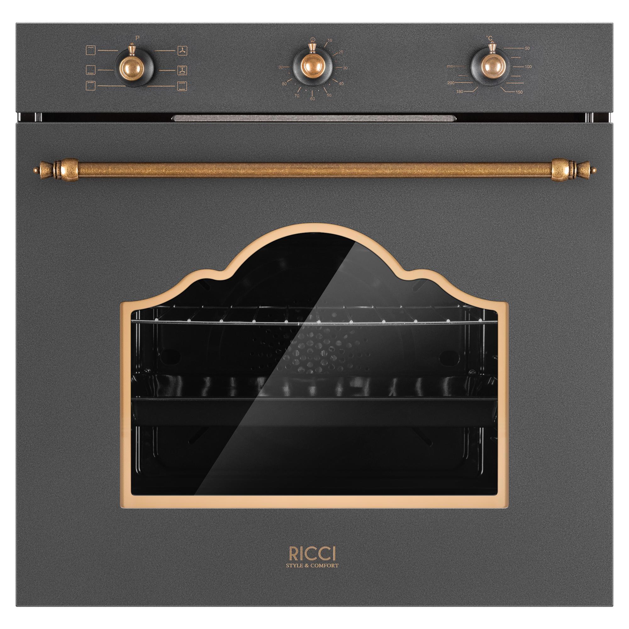 Изображение товара Электрический духовой шкаф 57x59x55 см RICCI REO цвет черный REO-606-BL