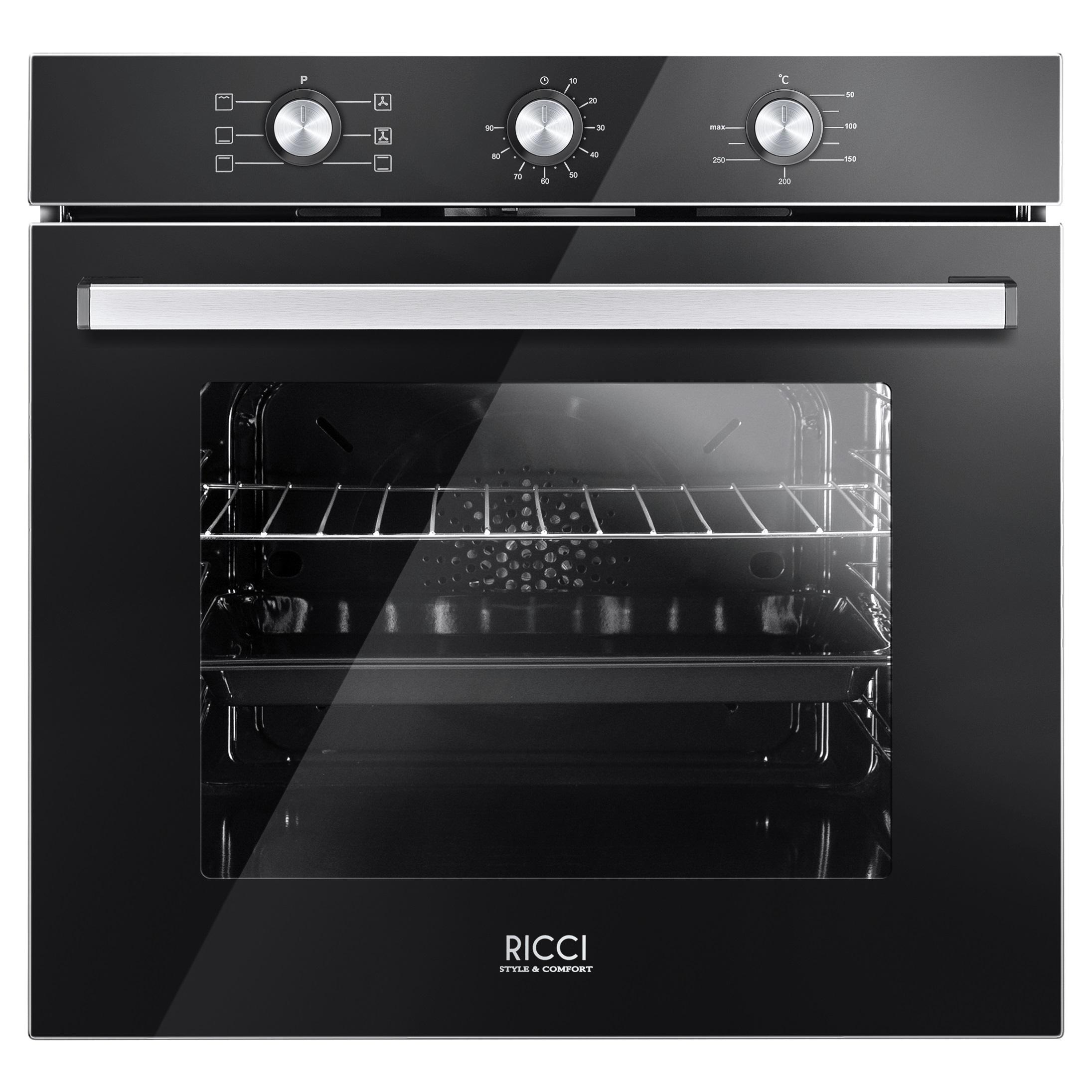 Изображение товара Электрический духовой шкаф RICCI REO-614M-BL встраиваемый черный 75 л