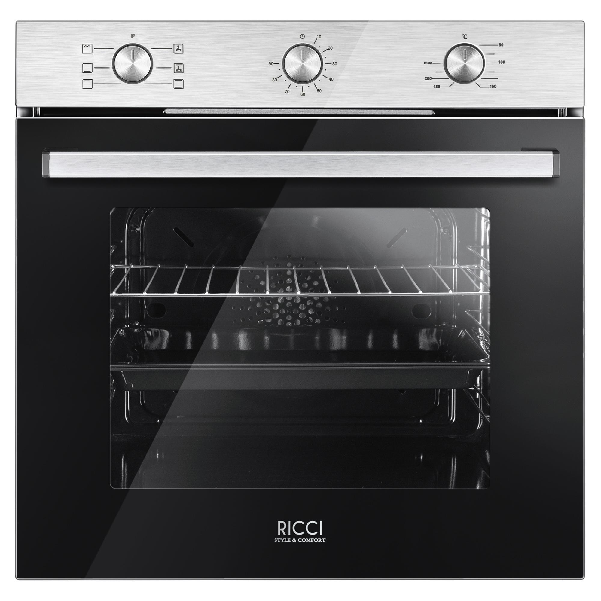 Изображение товара Электрический духовой шкаф с конвекцией 57x59x55 см RICCI REO цвет стальной серый REO-614M-IN