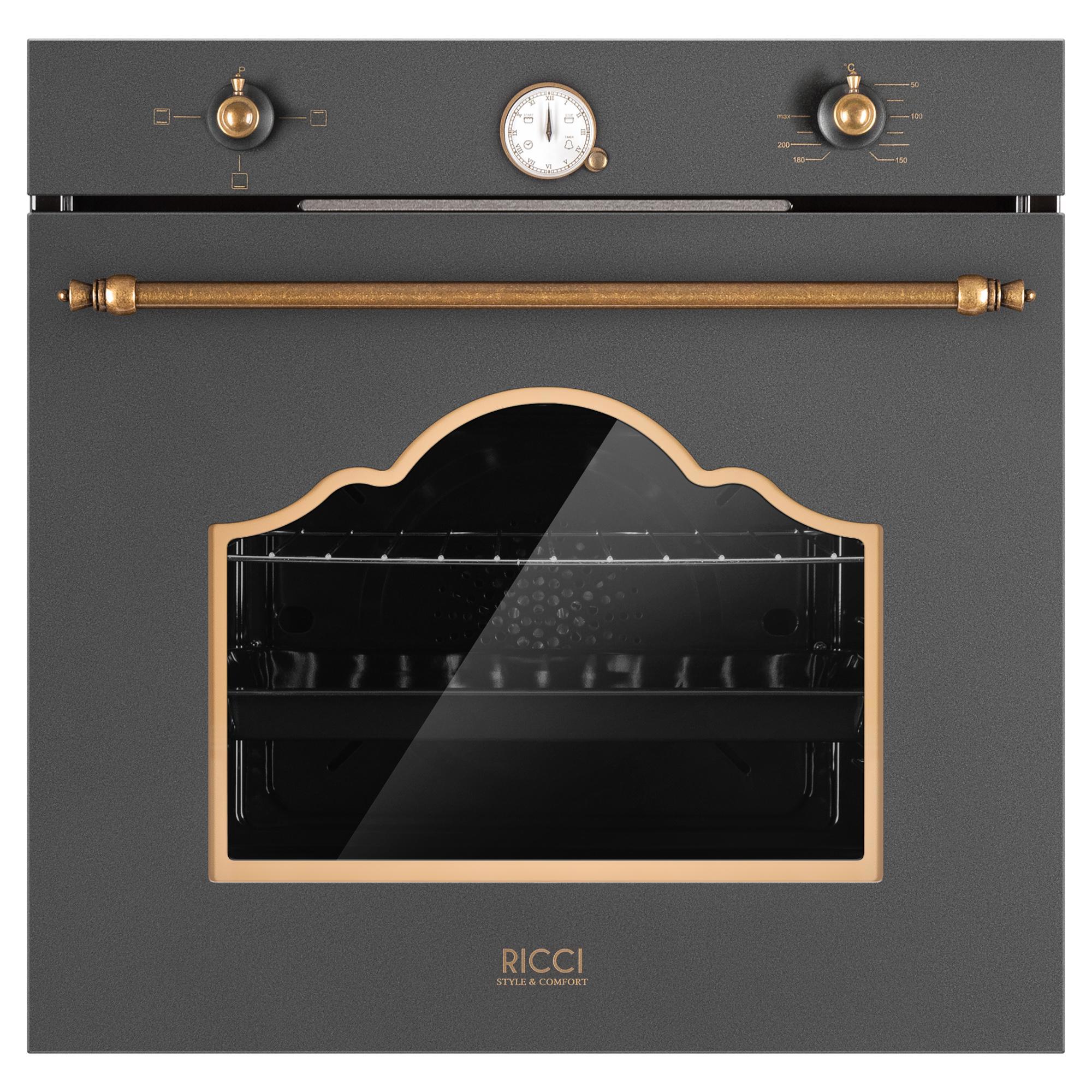Изображение товара Электрический духовой шкаф с конвекцией 57x59x55 см RICCI REO цвет черный REO-615M-BL