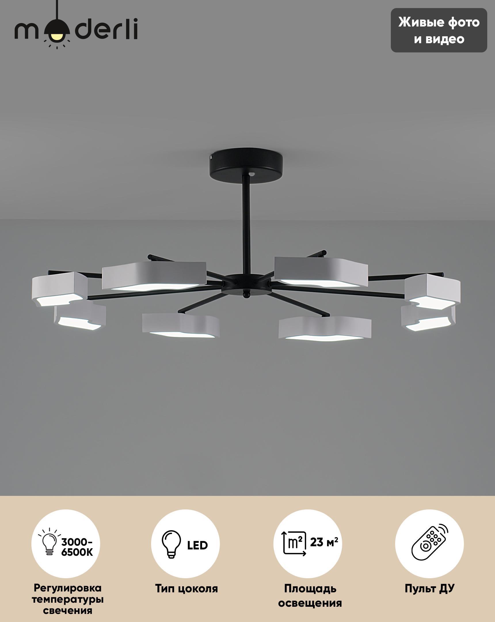 Изображение товара Современная потолочная LED люстра MODERLI Hight черный с регулировкой оттенков