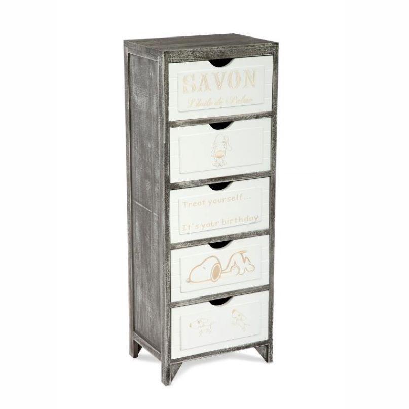 Изображение товара Комод Экодизайн 35x94x25 см 5 ящиков дерево цвет белый/серый HX004