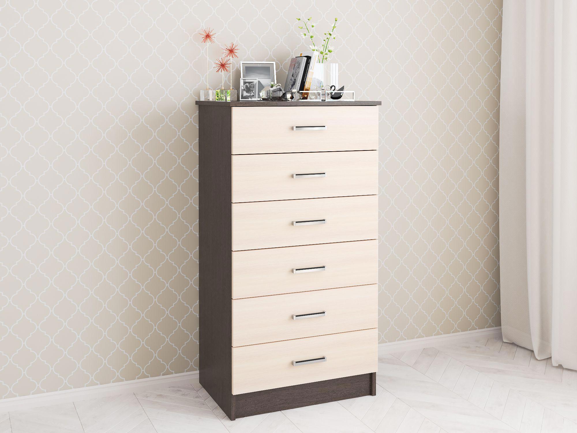 Изображение товара Комод Тэкс 6 ящиков из ЛДСП для гостиной современного стиля 62x116x43 см