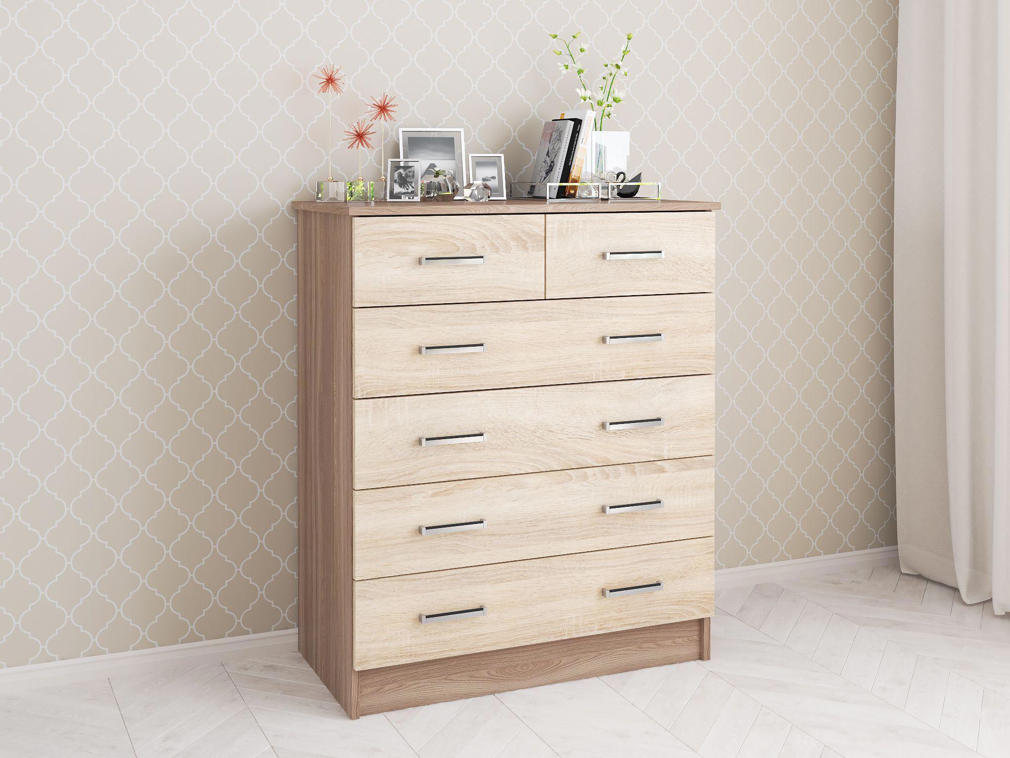 Изображение товара Комод Тэкс 6 ящиков 82x99x43 см ЛДСП современный цвет ясень