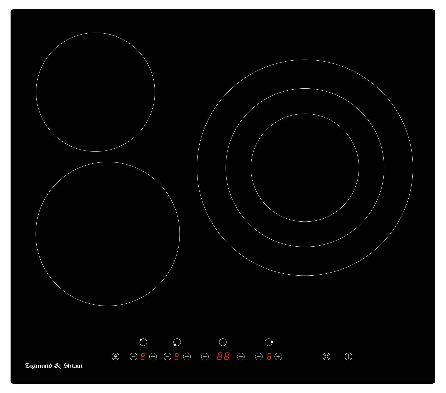 Изображение товара Стеклокерамическая варочная панель Zigmund & Shtain CN 39.6 B 4 конфорки черная