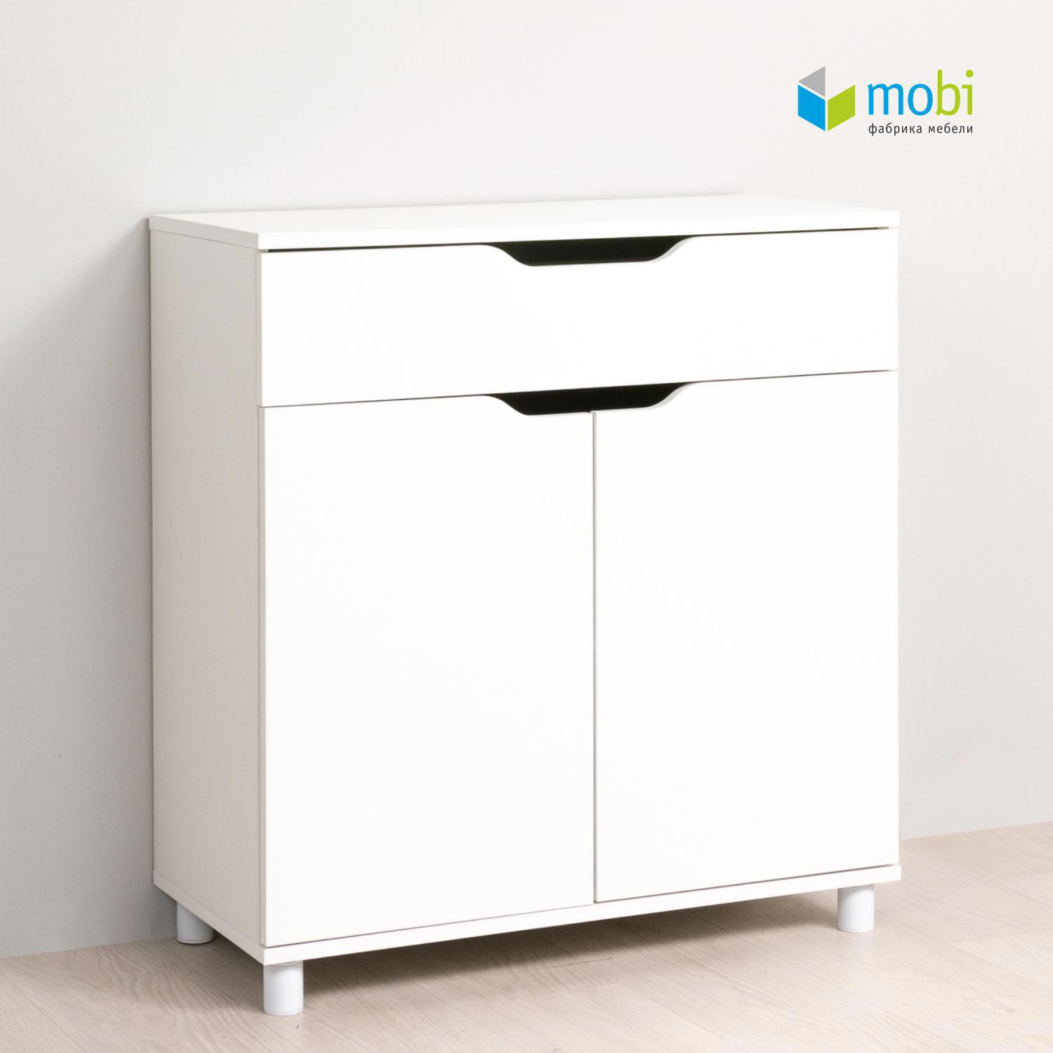 Изображение товара Комод Моби 13.296 Рокс белый шагрень 75х34.3х80 см минимализм