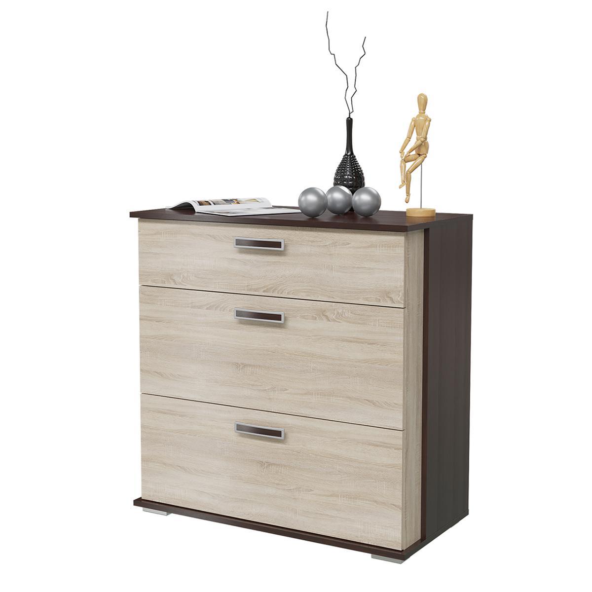 Изображение товара Комод Гранд-кволити 3 ящика 90x44x90 см ЛДСП цвет темно-коричневый