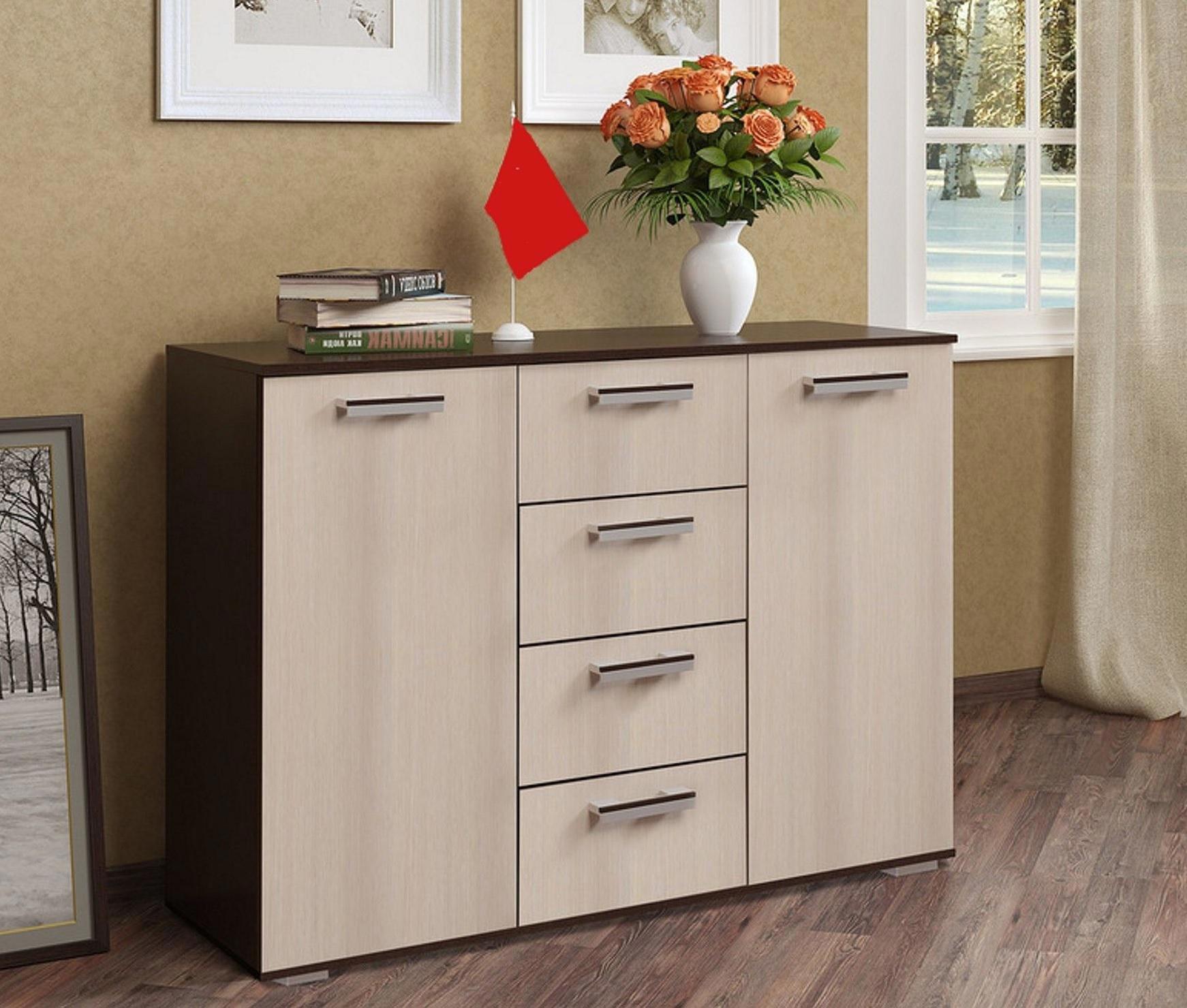 Изображение товара Комод Бтс 4 ящика 120x46x83 см ЛДСП цвет венге