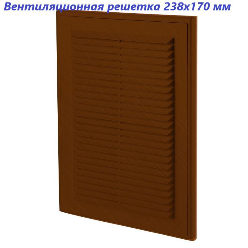 Изображение товара Решетка вентиляционная с сеткой Vents МВ 125 170x238 мм пластик цвет красное дерево
