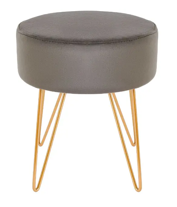 Пуф бархат круглый серый 34x40 см