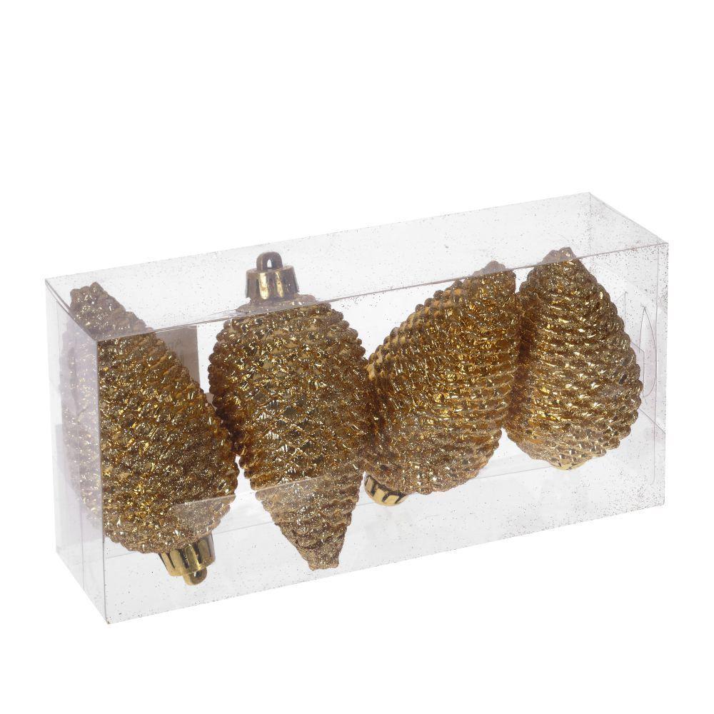 Изображение товара Украшение новогоднее Шишка 722846 ПВХ 5x9 см золотое 4 шт