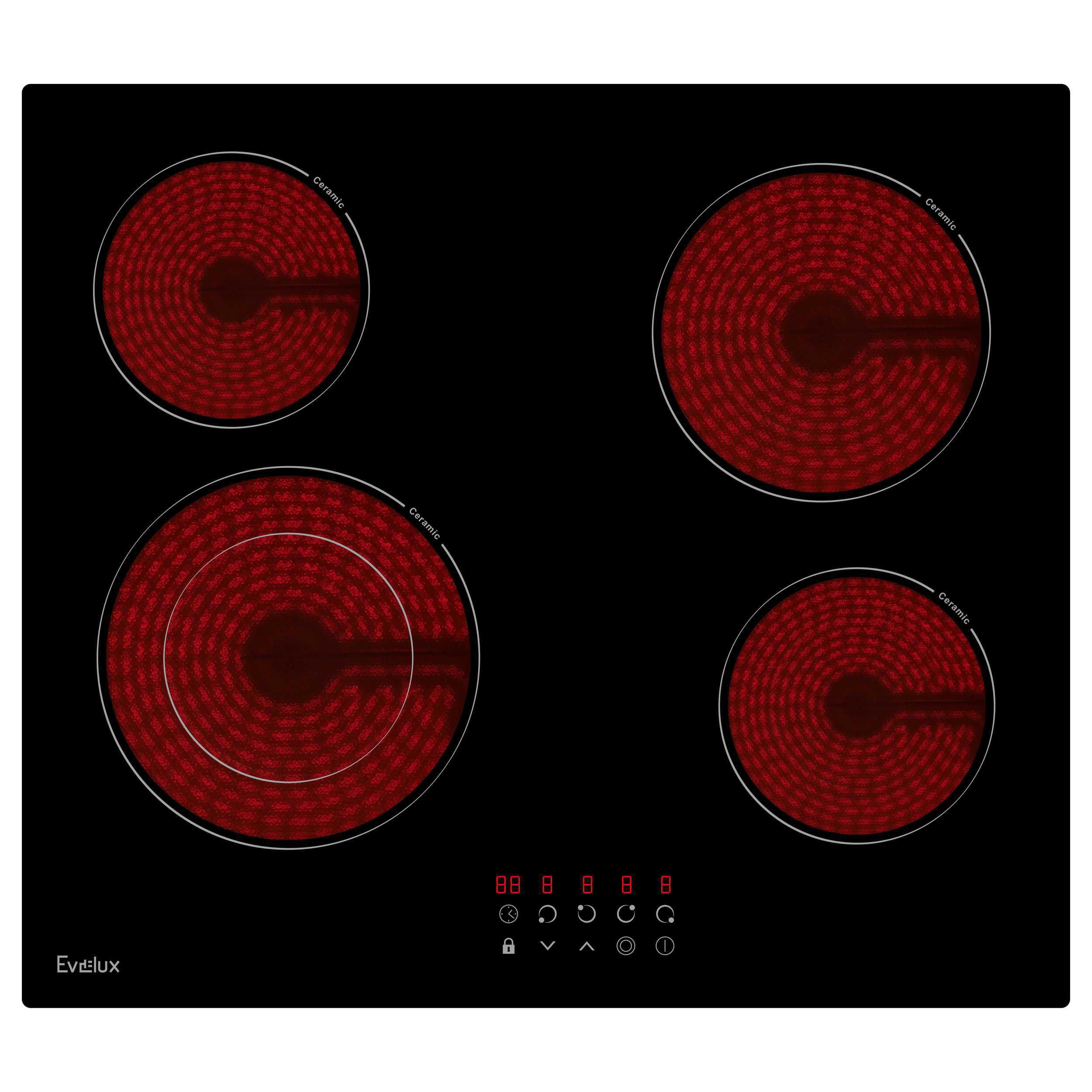 Изображение товара Электрическая варочная панель Evelux HEI 641 B 60 см 4 конфорки индукция черный