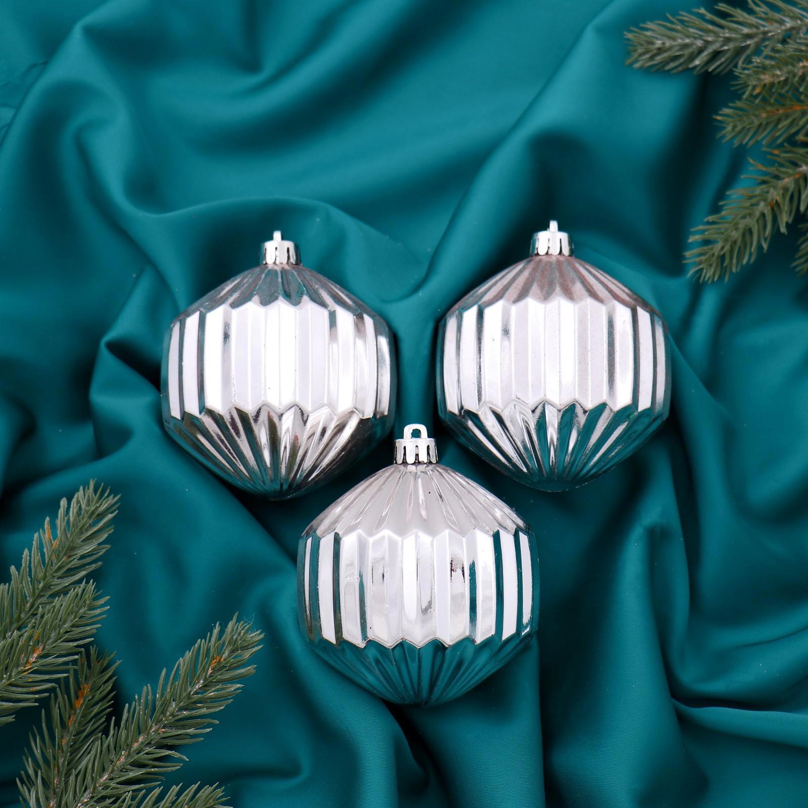 Изображение товара Набор елочных игрушек Карусель Зимнее волшебство 6531965 8 см х 8 см серый/серебристый