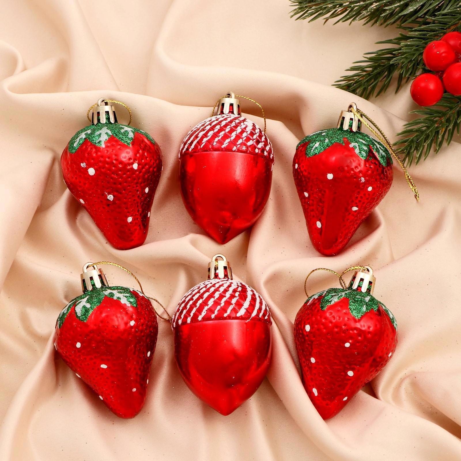 Изображение товара Набор елочных игрушек Клубничное ассорти Зимнее волшебство 6 шт 4,5х6 см красный