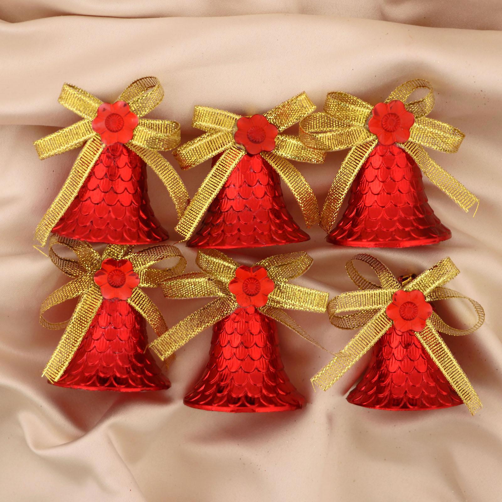 Изображение товара Набор елочных игрушек Колокольчики - шишки Зимнее волшебство 2372158 4.5 см х 4.5 см красный