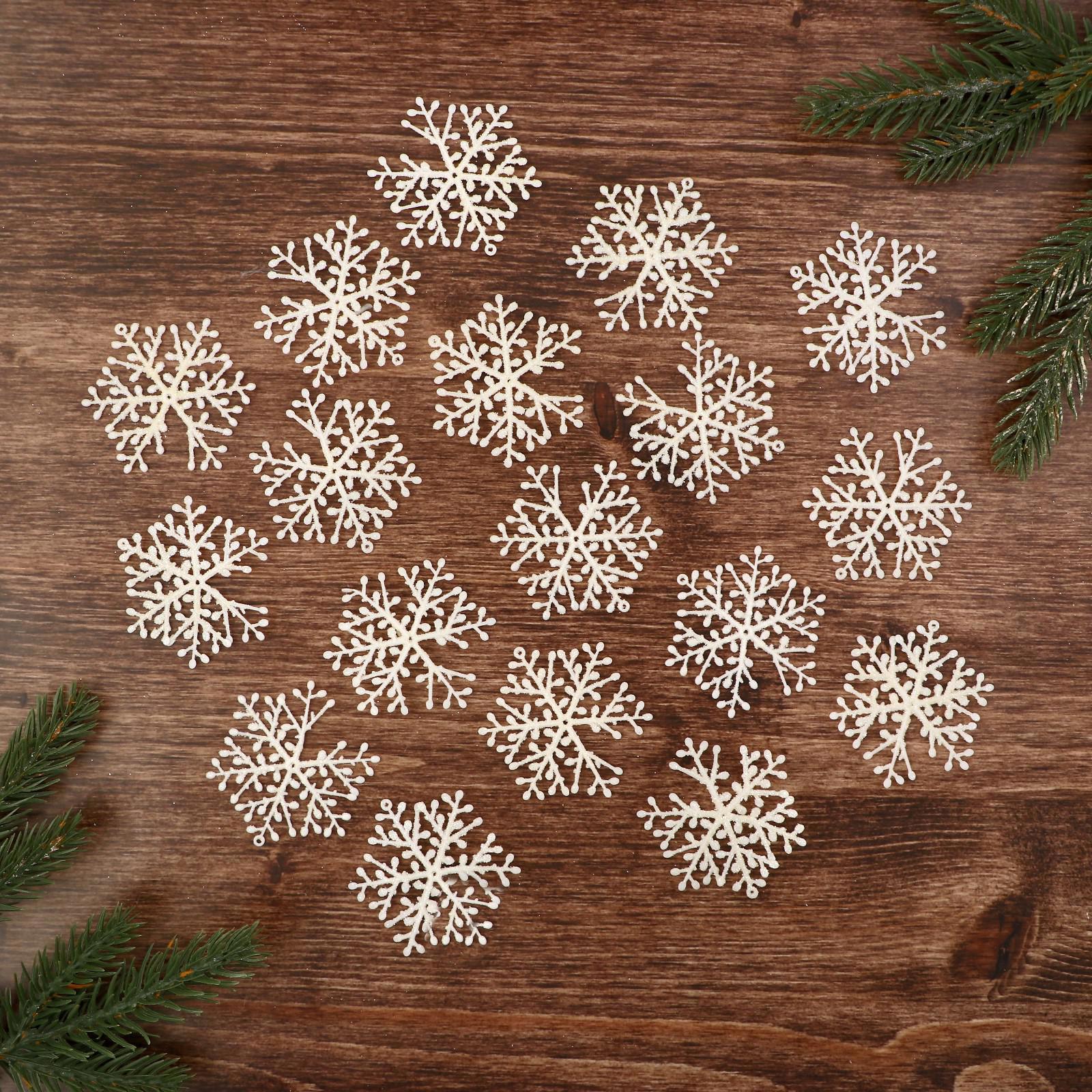 Изображение товара Набор елочных игрушек Снежинка тоненькая Зимнее волшебство 2155349 5.5 см х 5.5 см белый