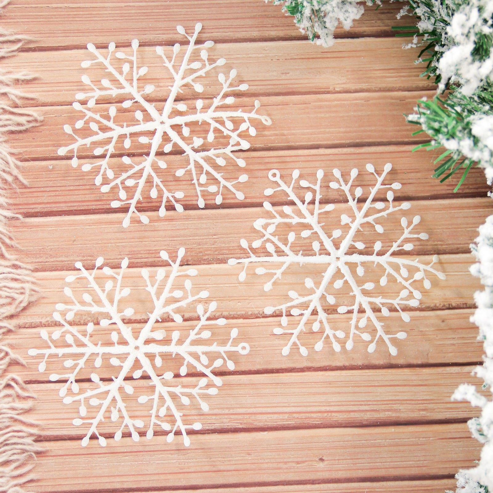 Изображение товара Набор ёлочных игрушек Снежинка тоненькая 9 шт 13 см белый Зимнее волшебство