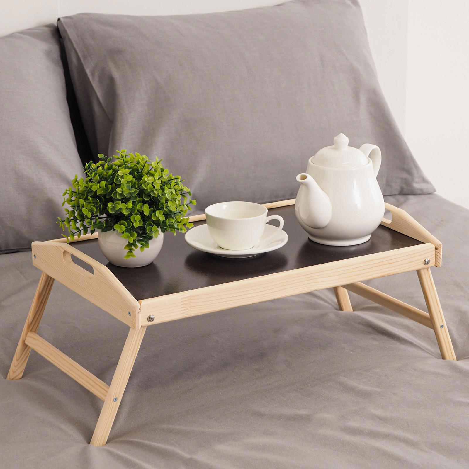 Изображение товара Столик-поднос 30x50 см КЛИК МЕБЕЛЬ из натурального дерева бежевый