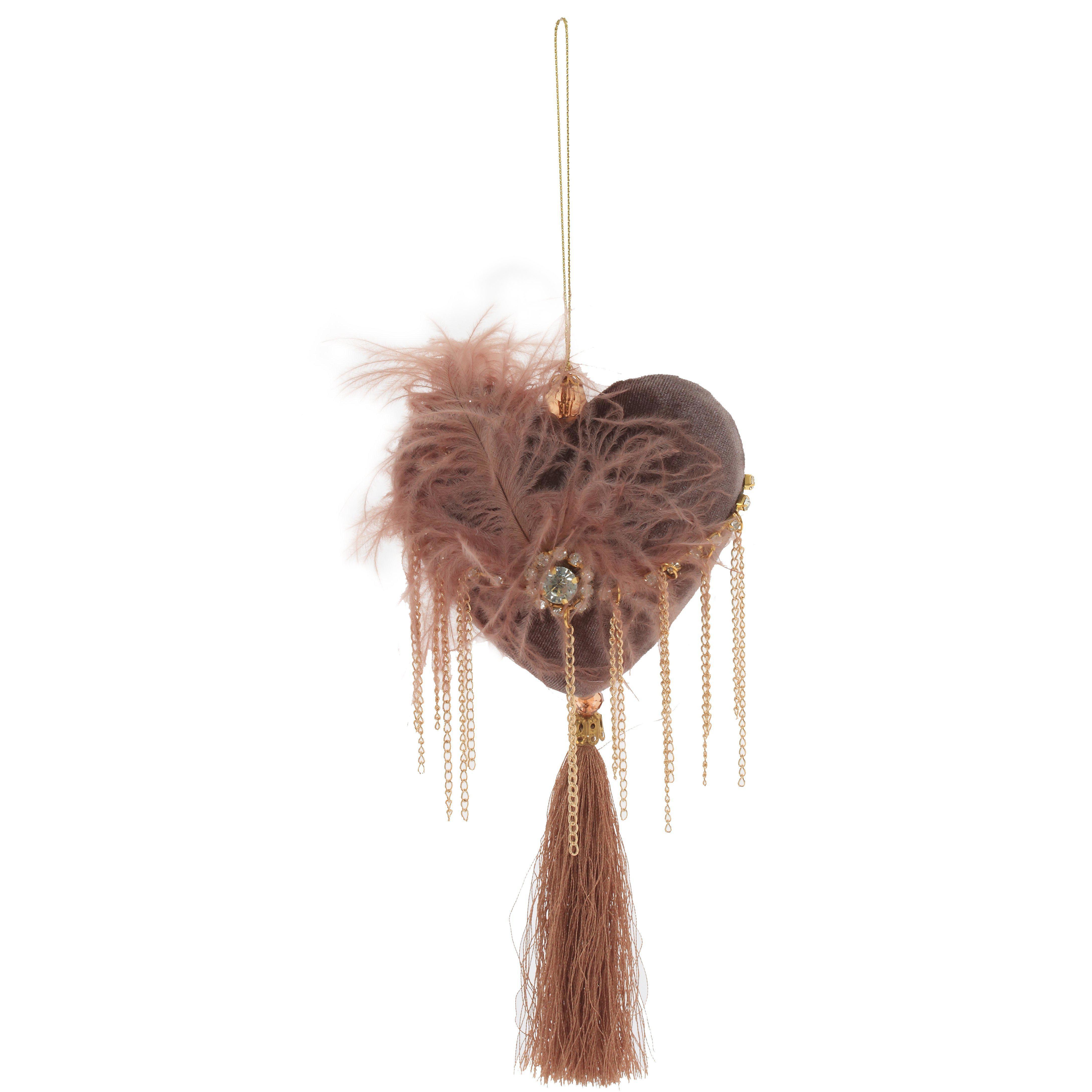 Изображение товара Елочная игрушка Сердце 761563 коричневая 22 см уютное праздничное украшение